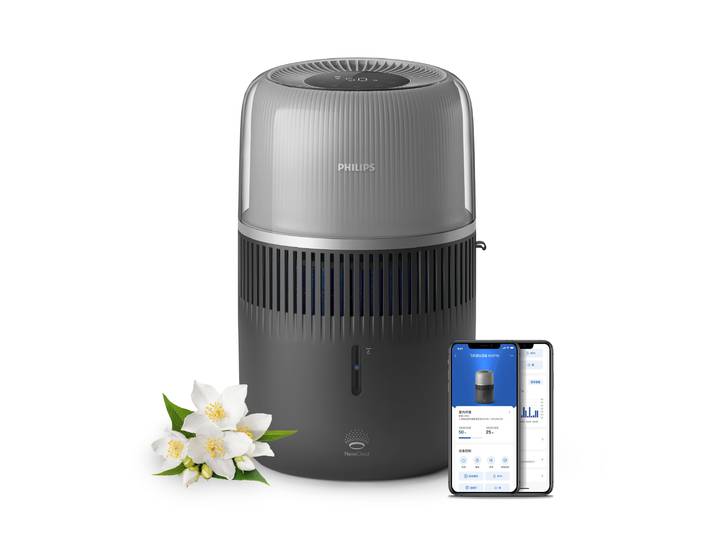 Luftbefeuchter PHILIPS HU5710/03 5000 Series , grau (dunkelgrau), B:23,3cm H:37,8cm T:23cm, Luftbefeuchter, Luftbefeuchter, für 56 m² Räume, mit NanoCloud Technologie
