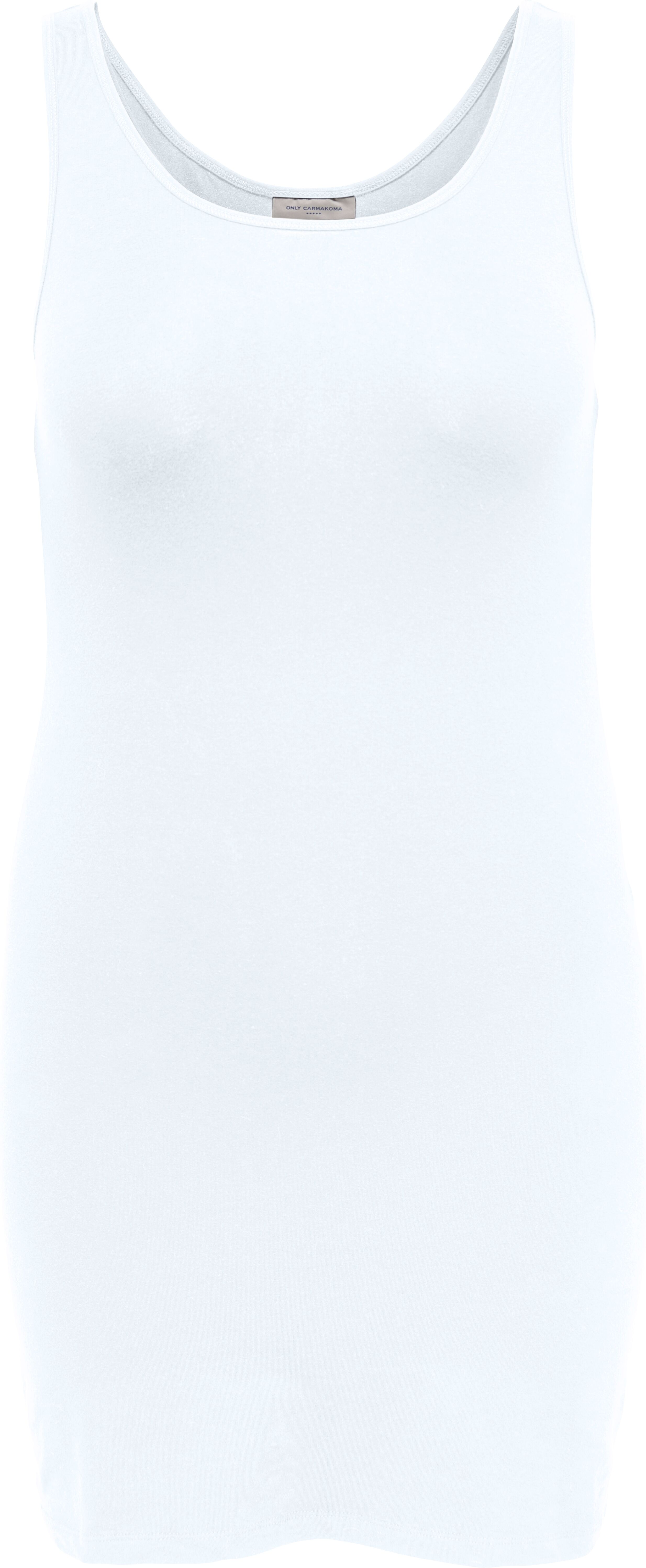 Longtop ONLY CARMAKOMA "CARTIME LONG TANK TOP", Damen, Gr. S, hellweiß, Jersey, Obermaterial: 95% Baumwolle, 5% Elasthan, unifarben, slim fit ca. Mitte Oberschenkel, Rundhals, Tops Longtop, slim fit, extra lang, Baumwolle mit Stretch hellweiß S
