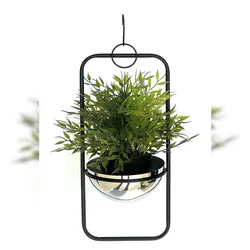 DanDiBo Blumenampel Innen Metall Wand Hängepflanzen 45 cm 96083 S mit Topf Silber Pflanzenhänger Blumenhänger Topfhänger Blumen Blumentopfhänger