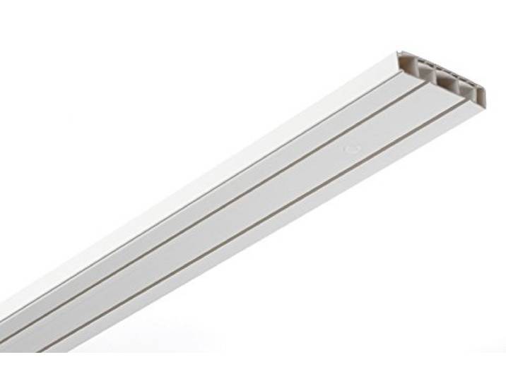 GARDINIA Vorhangschienen-Set, 2-läufig, Inkl. Zubehör, Weiß, 3 x 120 cm Komplett-Set, Inklusive Schienenverbinder, Rollringe, Endkappen, Feststeller, Befestigungsmaterial für Deckenmontage