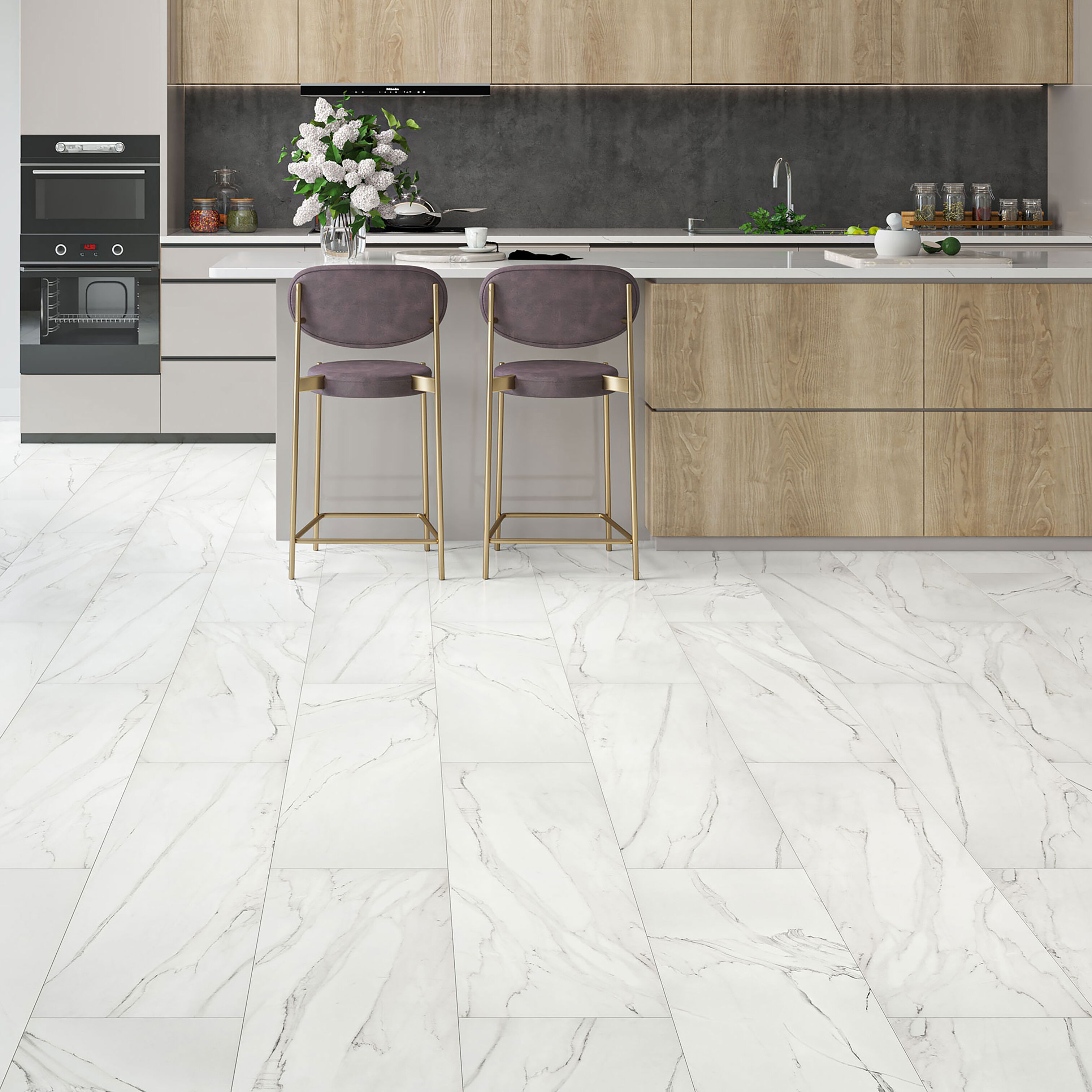 Luxury Flooring 21.99m² - White Summit 10mm Marble Stone Laminate Stone Tile Effect Flooring - Water Resistant