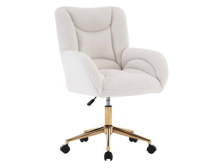 BÜROSTUHL teddy-stoff weiß & gold, höhenverstellbar & 360° drehbar