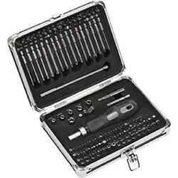 kwb Power Bit-Box 92-tlg 'inkl. Bits, Bithalter mit Dauermagnet, langer Bithalter Sechskant-Schaft und Ratschen-Handgriff in stabilem Metallkoffer