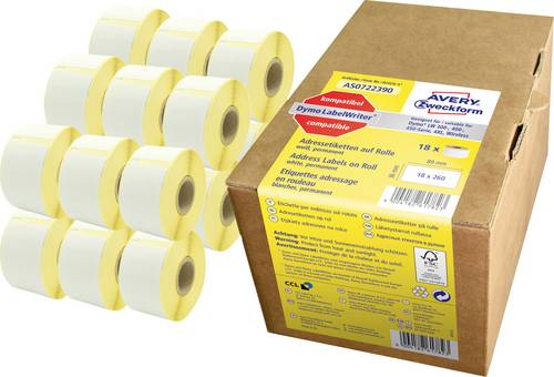 Avery-Zweckform Etiketten 89 x 36mm Papier Weiß 4680 St. Permanent haftend AS0722390 Adress-Etiketten