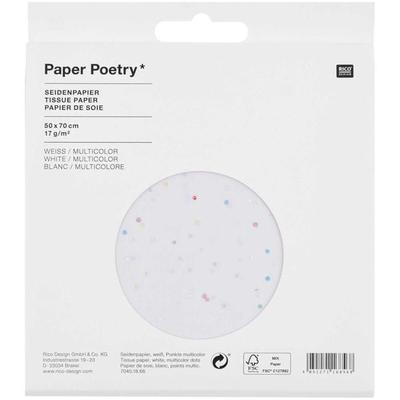 Seidenpapier, weiß, Punkte multicolor, MIX