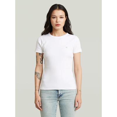 T-Shirt G-STAR "Slim Rib T-Shirt", Damen, Gr. XL, weiß, Obermaterial: 98% Baumwolle, 2% Elasthan, Shirts T-Shirt