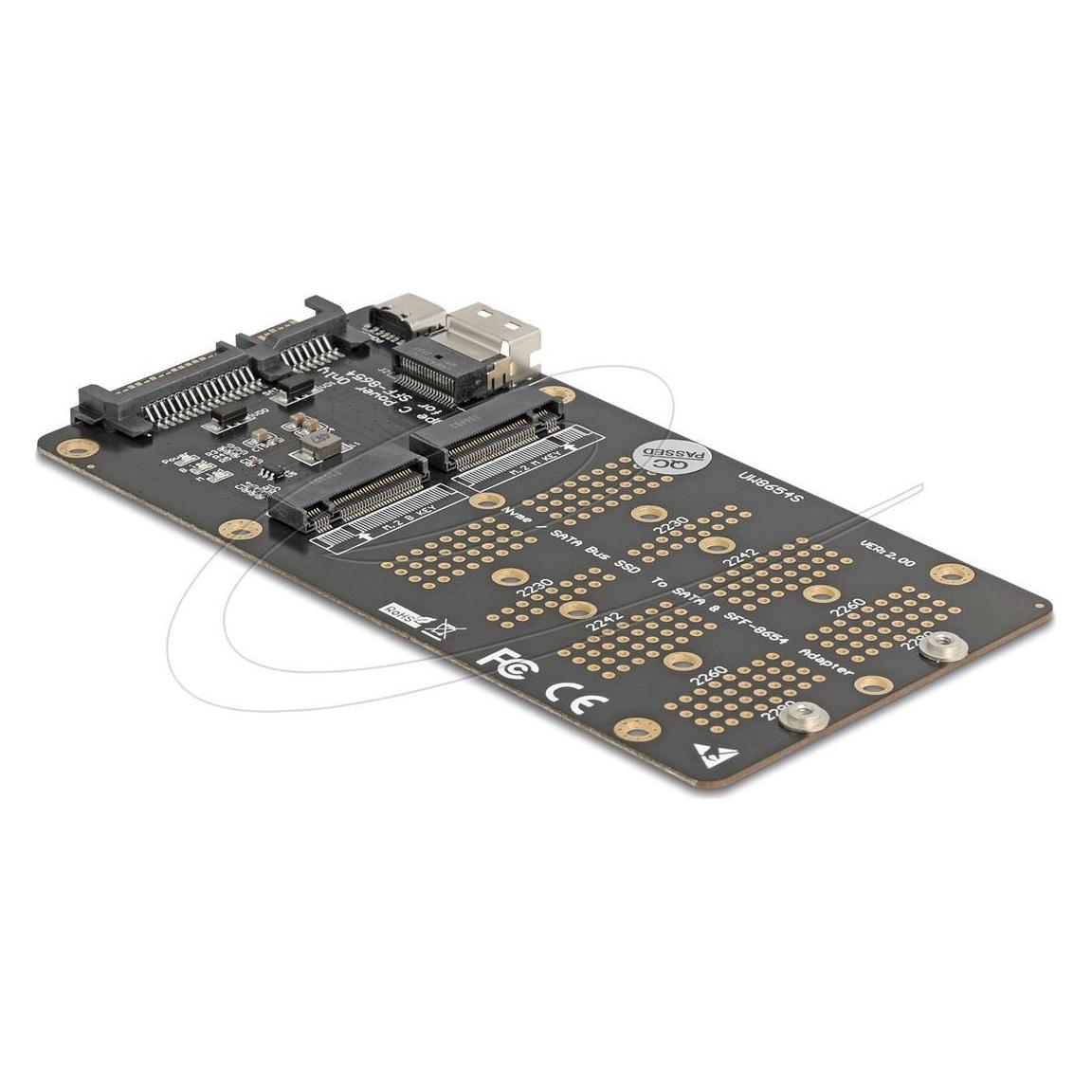 Delock Konverter M.2 Key M NVMe SSD zu SFF-8654 und M.2 Key (64355)