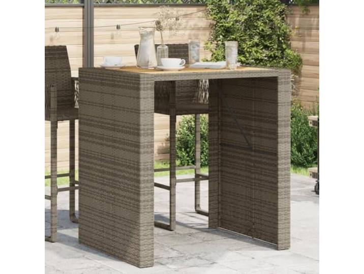 ZXQVLMRS Bartisch Garten-Stehtisch mit Akazienholz-Platte, Grau 105x80x110 Witterungsbeständiges Poly-Rattan, Stabiler Stahlrahmen, Modernes Design