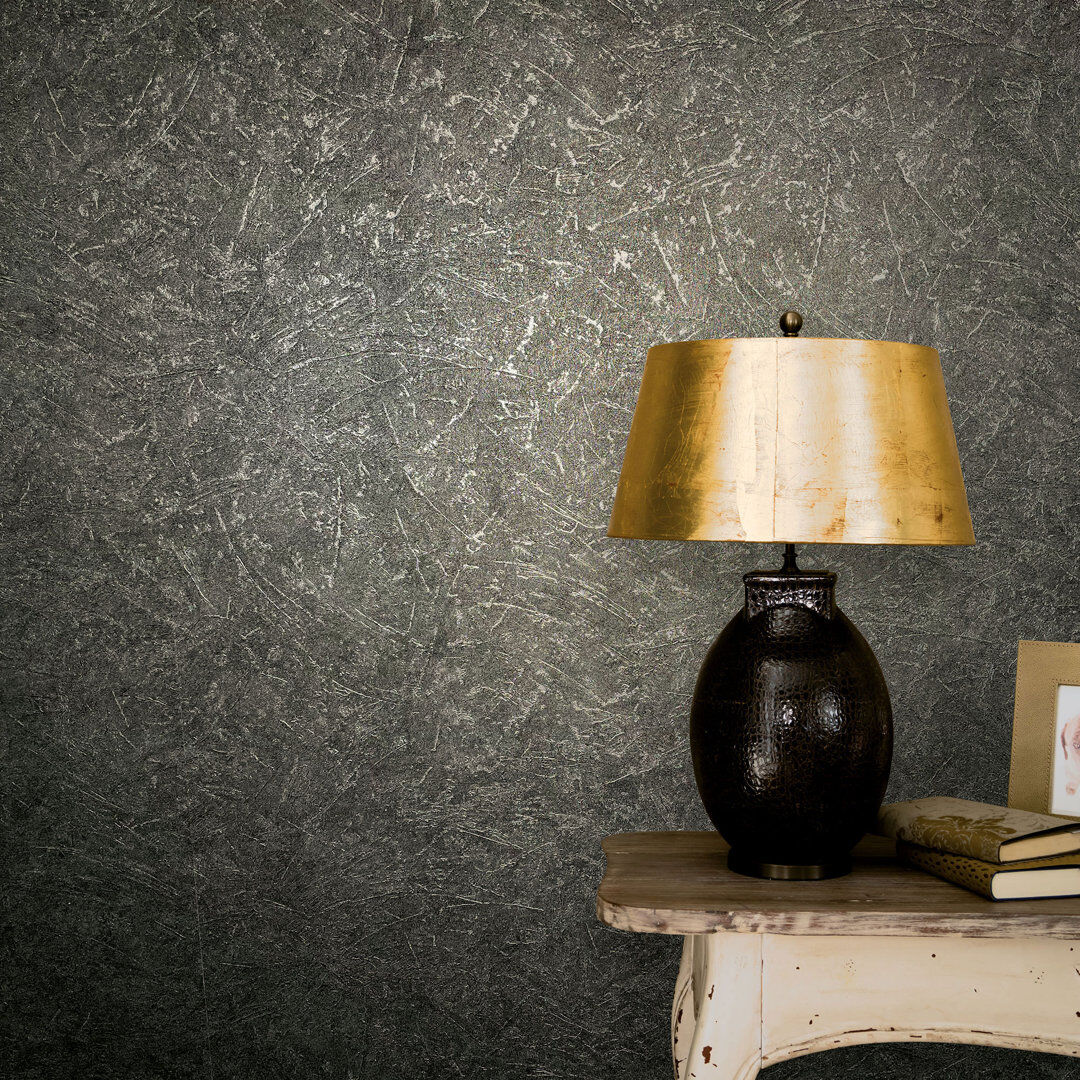 Rio Rudi 10.05m x 53cm Textured Matte Wallpaper Roll Black 10.05cm L