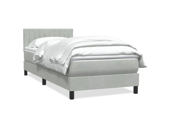 RJPLMFV Lattenrost und Matratze, Velours, 80 x 220 cm Taschenfedern, verstellbarer Kopf, abnehmbarer Matratzenauflage, hellgrau