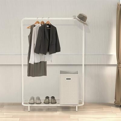 NO "Clothing Rack with Industrial Pipe and Bottom Shelves - 17""D x 42.75""W x 64""H"
