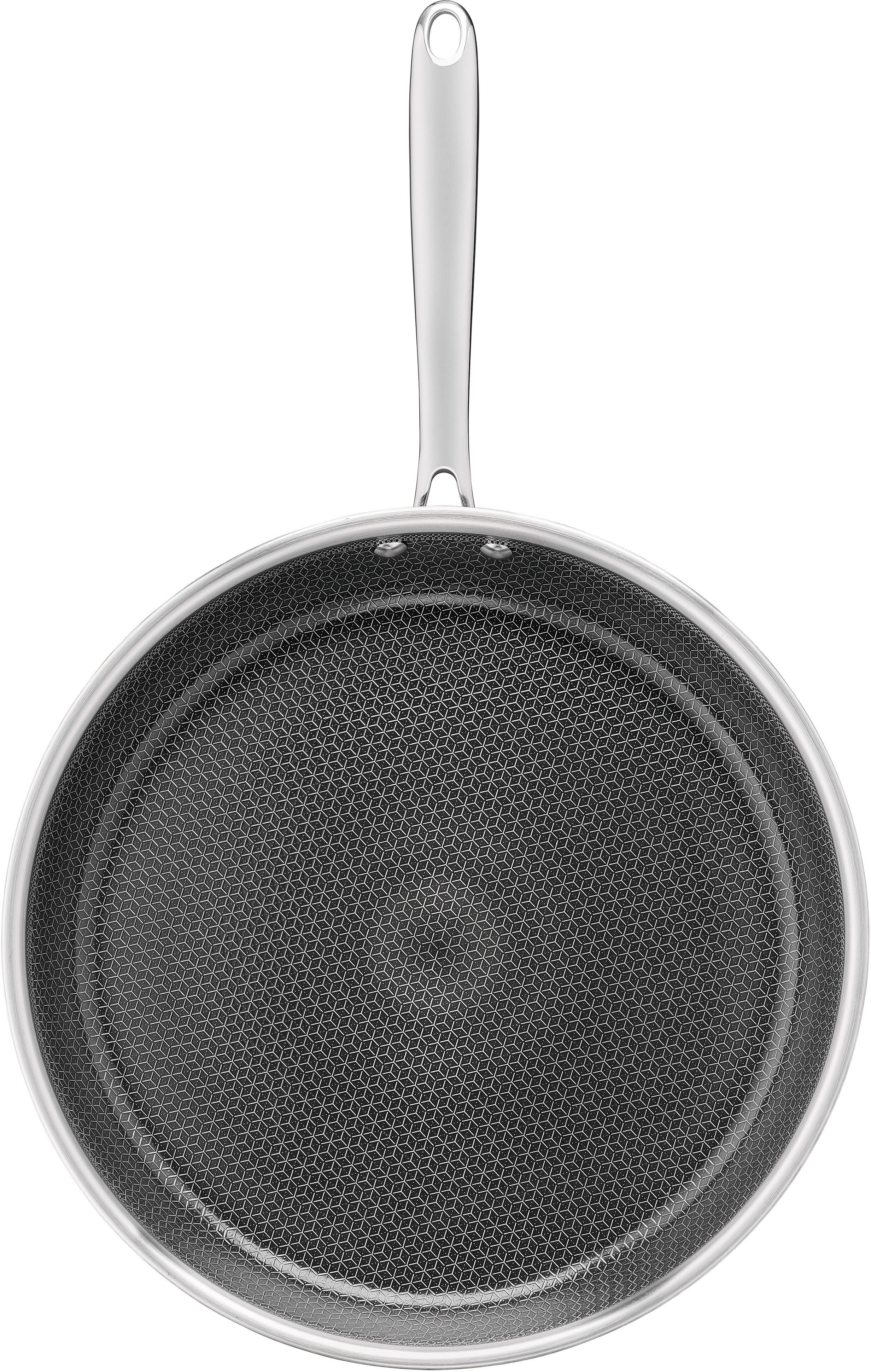Bratpfanne TEFAL "Master Mesh", silber (edelstahl), B:29,8cm H:8,9cm L:49,1cm Ø:28cm, Pfannen, Bratpfanne, HybridMesh-Technologie, mineralische Oberfläche, induktionsgeeignet