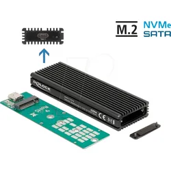 DELOCK 42004 - Externes M.2 NVMe/SATA SSD Gehäuse, USB 3.1 Type-C
