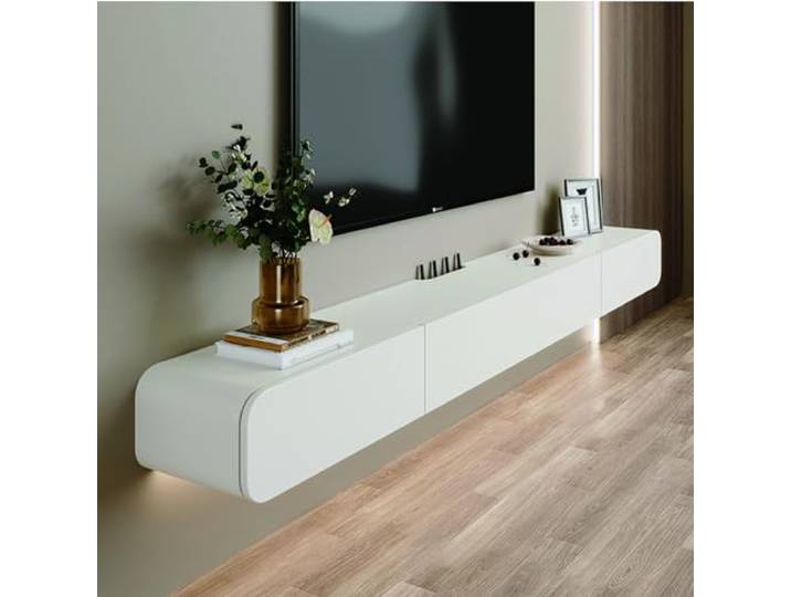 FPIGSHS TV Lowboard Hängend mit 2 Schublade TV Board 120-200 cm, Modern TV Schrank fernsehschrank für Wohnzimmer Schrank fernsehtisch Hängeschrank Multimedia Wandregal (A, 160cm)