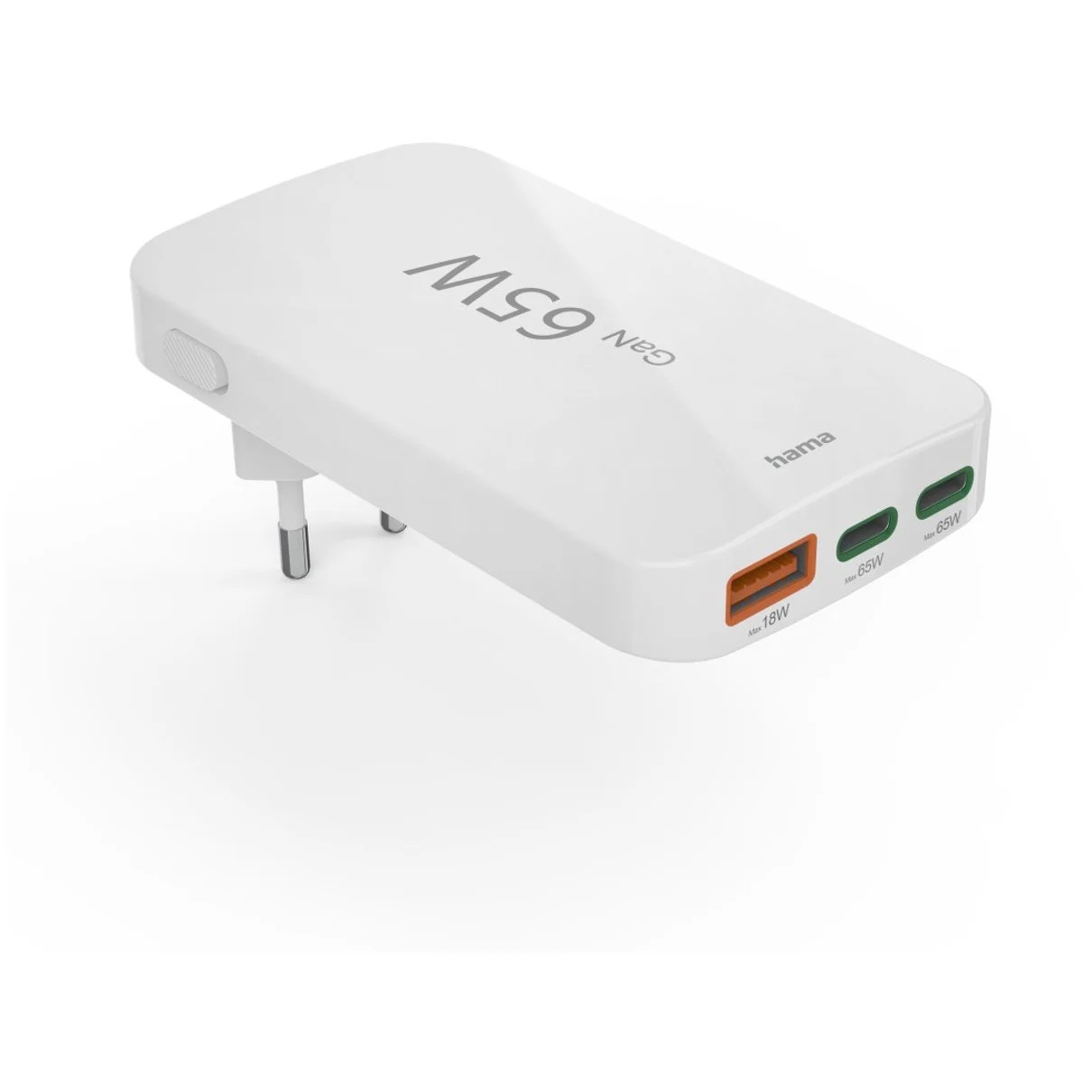 Hama Snellader met 2x USB-C en 1x USB-A, PD 65 W, Wit