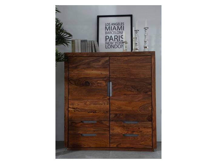Highboard Sheesham 120x50x130 walnuss lackiert DUKE #117