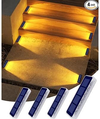 Smart Shopping Spot Solar Step Lights IP68 Waterproof LED Stair Lights For Garden Deck Pathway Outdoor Landscape Lighting yellow
