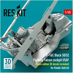 ResKit F-16C Block 50/52 Fighting Falcon cockpit USAF (Basic edition 3D decals included) (3D Printed) for K