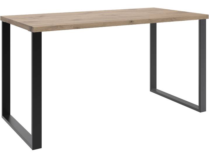 Schreibtisch WIMEX Norderney , weiss (schwarz, braun), B:140cm H:75cm T:70cm, Tische, Schreibtisch, aus Holzwerkstoff und Metall, 140x70cm