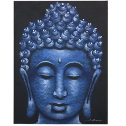 Buddah Painting - Blue Brocade Detail