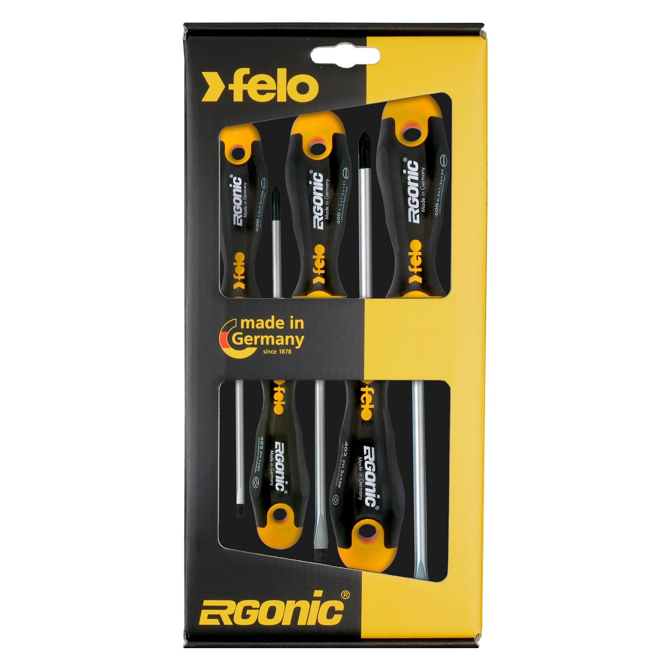 Felo ERGONIC - Schraubendrehersatz mit 3K-Griff, 5-tlg. (Schlitz) (00040095118)
