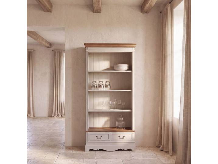 Cremeweißes Bücherregal, 90 cm breit