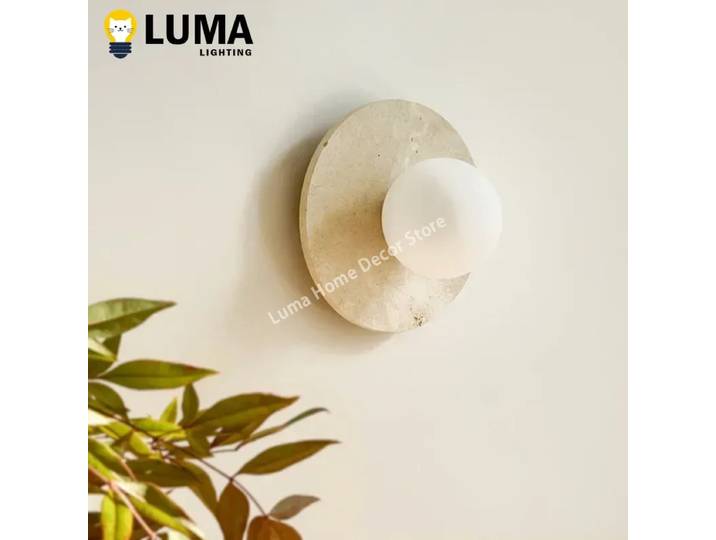 Luma Wabi-Sabi Applique murale boule de verre travertin jaune, plafonnier en pierre naturelle pour intérieur chambre salon couloir