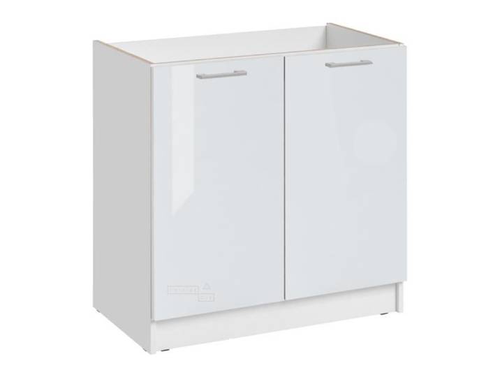 Meuble sous-évier Eco Blanc Brillant 2 portes L 80 cm - Cuisineandcie