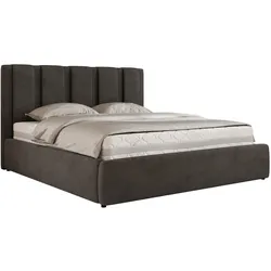 POLSTERBETT SAVINO CLASSIC 140/200 - Dunkelgrau Velvet - Schaum-Matratze