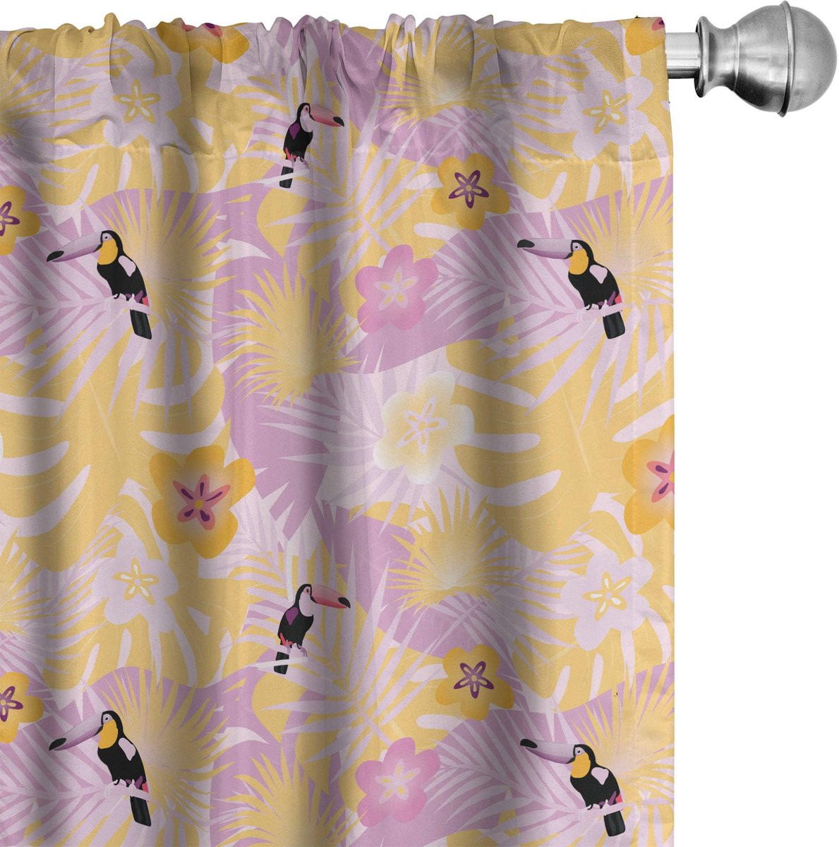 ABAKUHAUS Tropische Gordijnen 2-delig - Mikrofaser - Marigold-baby-roze - B: 75 cm, H: 245 cm