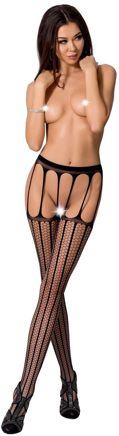 Passion Collants effet jarretelles noirs