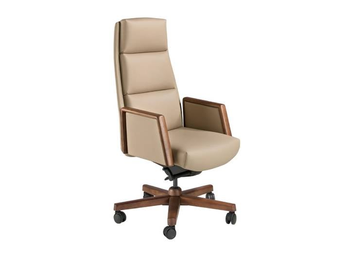Fauteuil de bureau pivotant en similicuir vison
