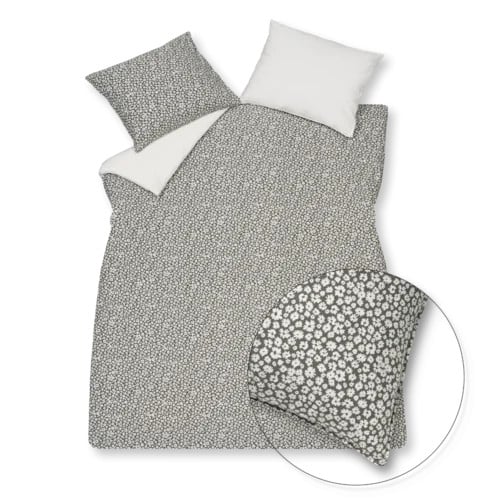 Vandyck Pure 53 Percale Flower Dekbedovertrek - Anthracite - 140x220 cm