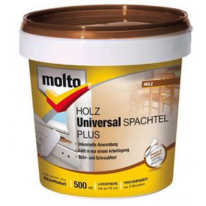 Molto Spachtelmasse 5233028 Universalspachtel Plus, weiß, für Holz, Innen- & Außenbereich, 500g
