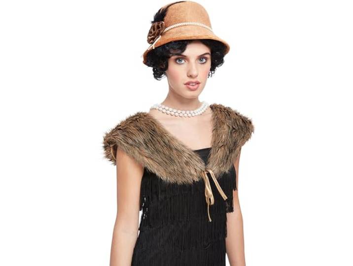 20s Deluxe Instant Kit, Brown, with Hat & Faux Fur Stole