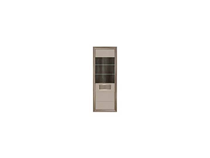 FORTE Tiziano Vitrine, Holzwerkstoff, Eiche Antik kombiniert mit Beige Glanz, 74 x 203,5 x 41,3 cm