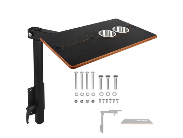 Verstellbarer Wohnmobil-Tisch mit 360° Drehung und faltbarer Tischplatte, robustes Aluminium-Sockelbein für Wohnmobil, Boot, Wohnmobil und Anhänger, platzsparend, 25 kg Tragkraft (schwarzes Tischbein