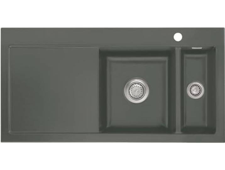 Flächenbündige Spüle MERA 100 F in LAVA Becken rechts - Handbetätigung