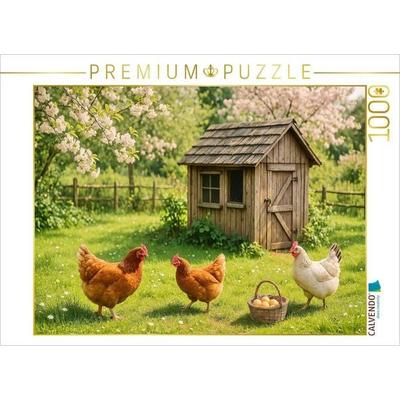 CALVENDO Puzzle Zwischen Blüten und Hühnerfedern | 1000 Teile Lege-Größe 64x48cm Foto-Puzzle für glückliche Stunden