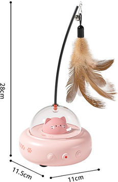 PetsAreLife Smart Teaser Cat Toy, Electric UFO Cat Teaser Stick, With Bell Training Pet Toys, Interactive Cat Supplies pink