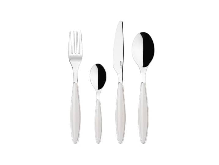 Guzzini - Feeling\, Lot de 24 couverts colorés - Beige\, 15\,8 x 7\,5 x H 25\,5 cm - 2300004