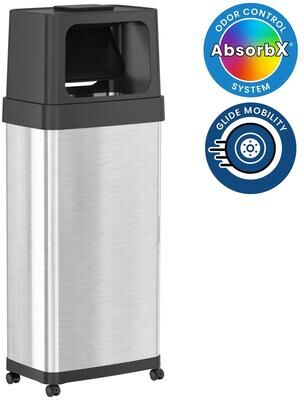 iTouchless 24 Gallon / 91 Liter Dual Side Opening Kitchen Trash Can with Wheels and Odor Filter
