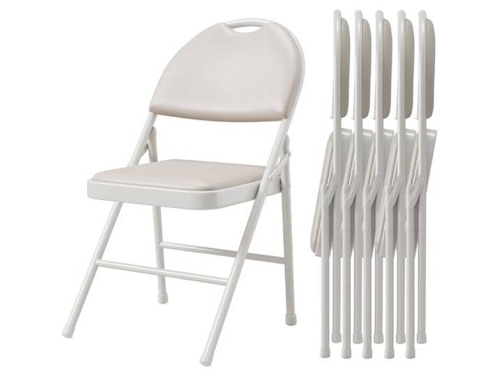 AFF CHAISE-Lot de 2 chaises pliantes chaises rembourrée chaises pliantes en métal structure métallique robuste coussin PU beige