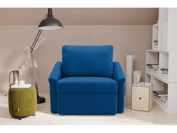 DOMO. collection Sessel Relax, Schlaffunktion, Marine (blau) Sessel mit Schlaffunktion, vielseitiger Schlafsessel mit Boxspringfederung und hohem Komfort, 108 x 96 x 86 cm (BxTxH)
