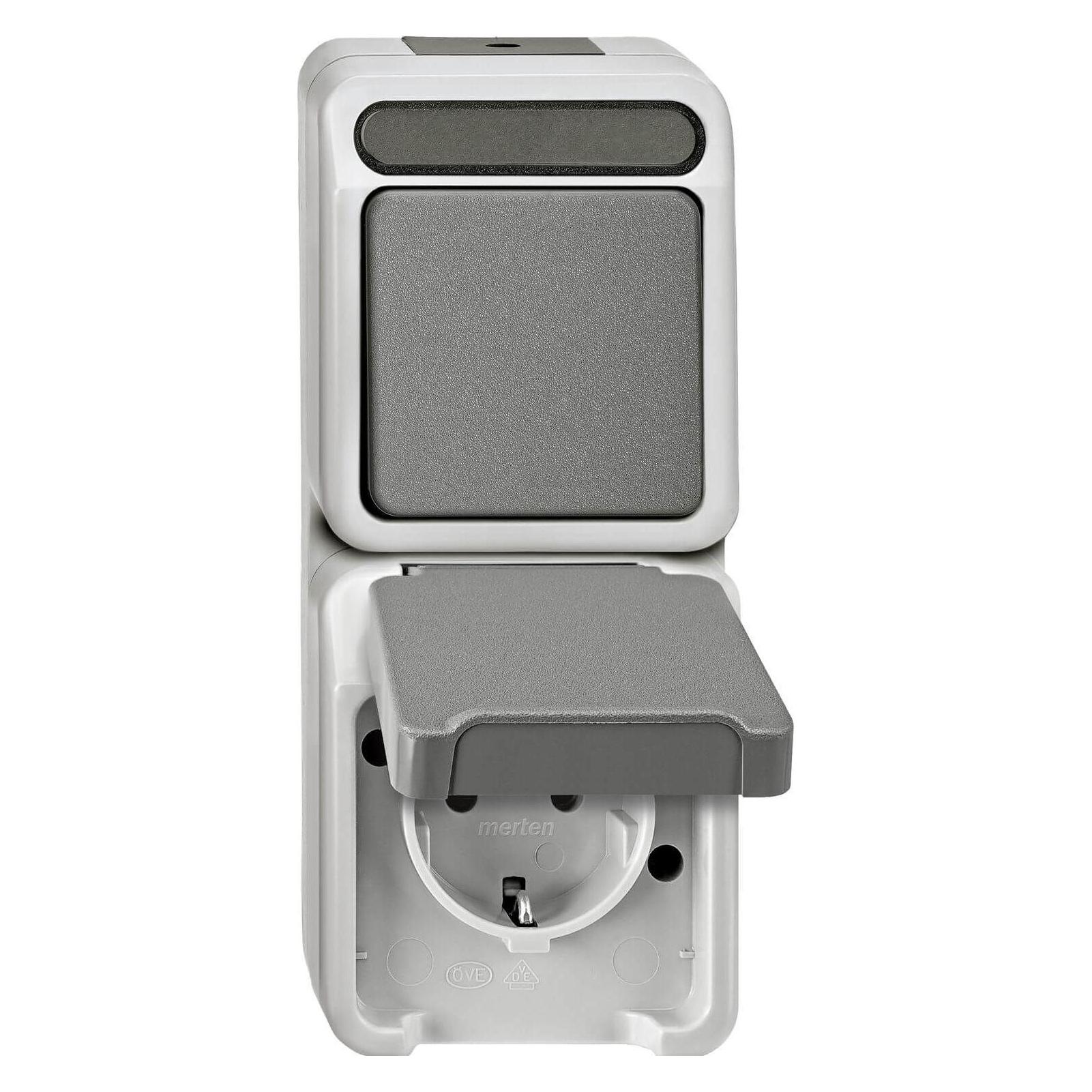 Schneider Electric 1 Stück Komplett Schalter/Steckdosen Kombination AQUASTAR Lichtgrau 4075000 (4075000)