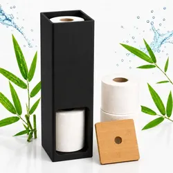 Relaxdays Toilettenpapier Aufbewahrung 4 Rollen Hellbraun,Schwarz