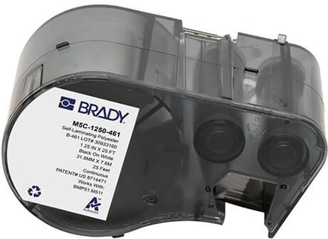 Brady M5C-1250-461 etiquetas de poliéster laminado preto sobre branco 31,75 mm x 7,62 m