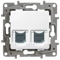 Niloe Datendose 2-fach RJ45 Kategorie 6STP ohne Spreizkrallen ultraweiß