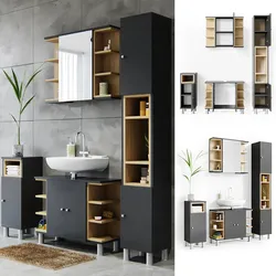 Vicco Badmöbel Set Aquis Bad Spiegel Waschtischunterschrank Badschrank Anthrazit