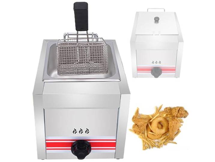 Professionelle gewerbliche Gasfritteuse, 10L/20L/30L Edelstahl Gastro Friteuse Zum Braten von Friteuse Gastronomie, Pommes Frites, Zwiebelringen, Hühnchen, hohe Heizleistung,10L